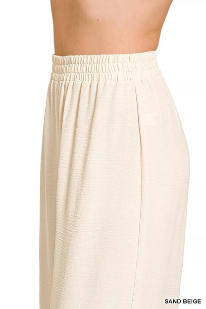 Zenana Woven Airflow Elastic Waistband Pants - Bitsy Gypsy Boutique