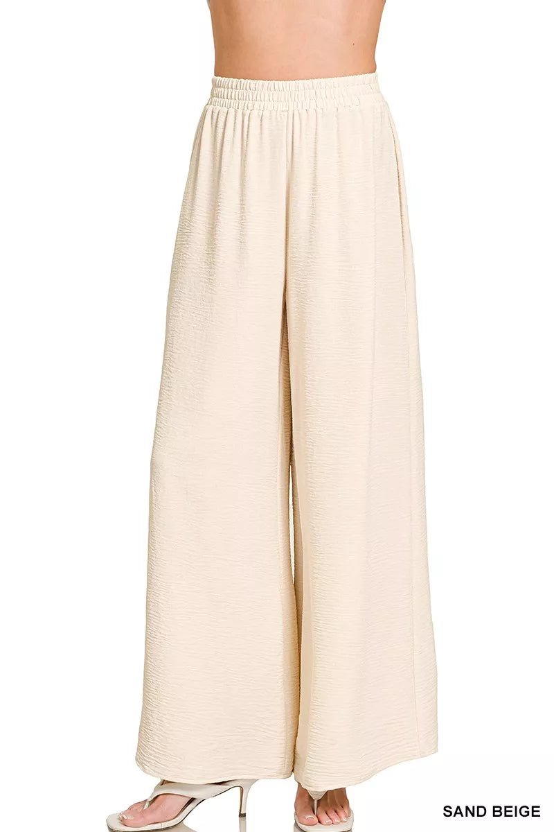 Zenana Woven Airflow Elastic Waistband Pants - Bitsy Gypsy Boutique