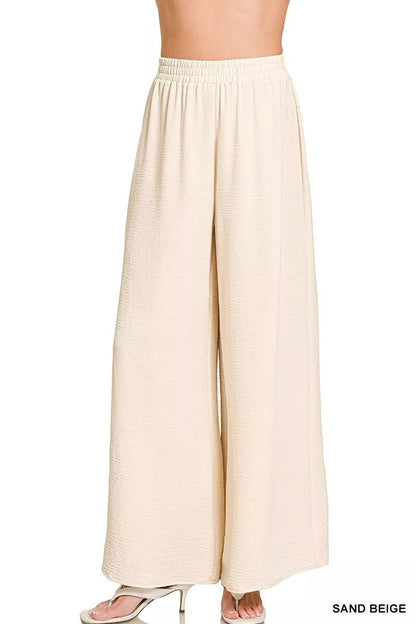 Zenana Woven Airflow Elastic Waistband Pants - Bitsy Gypsy Boutique
