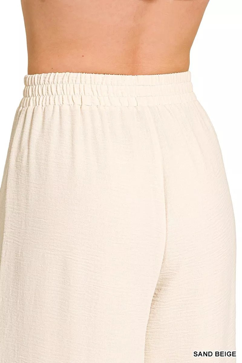 Zenana Woven Airflow Elastic Waistband Pants - Bitsy Gypsy Boutique