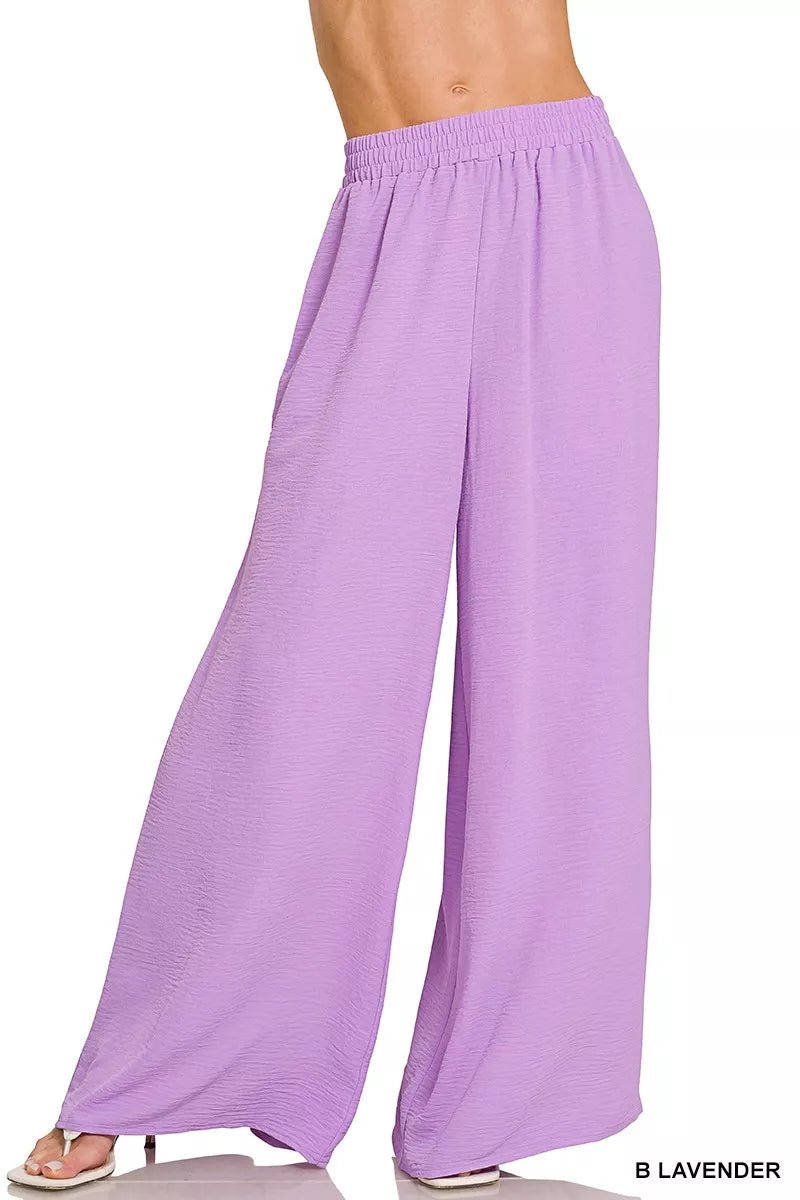 Zenana Woven Airflow Twisted Top & Wide Leg Pants Set - Bitsy Gypsy Boutique
