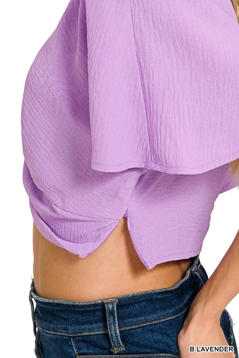 Zenana Woven Airflow Twisted Top & Wide Leg Pants Set - Bitsy Gypsy Boutique