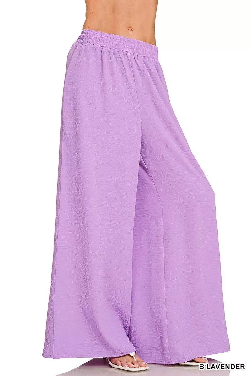 Zenana Woven Airflow Twisted Top & Wide Leg Pants Set - Bitsy Gypsy Boutique