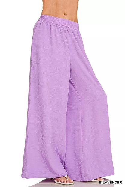 Zenana Woven Airflow Twisted Top & Wide Leg Pants Set - Bitsy Gypsy Boutique