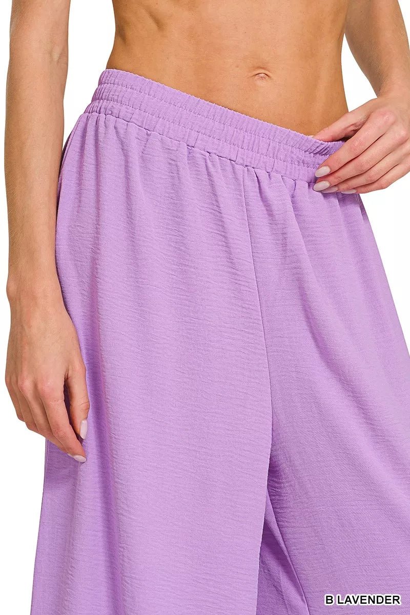 Zenana Woven Airflow Twisted Top & Wide Leg Pants Set - Bitsy Gypsy Boutique