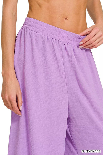 Zenana Woven Airflow Twisted Top & Wide Leg Pants Set - Bitsy Gypsy Boutique