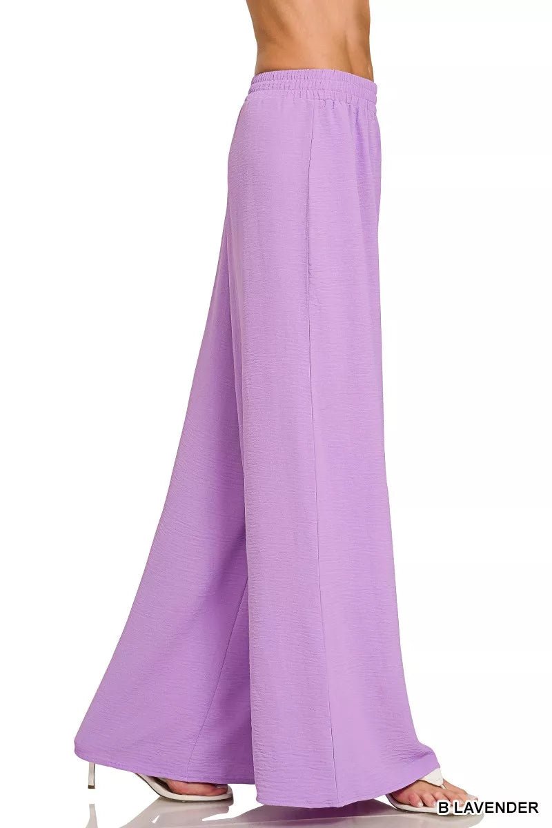 Zenana Woven Airflow Twisted Top & Wide Leg Pants Set - Bitsy Gypsy Boutique