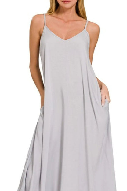 Zenana Woven Arc Hem Cami Dress With Flowy Pockets - Bitsy Gypsy Boutique