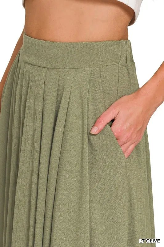 Zenana Woven Crinkle Gauze Crop Tee and Skirt Set - Bitsy Gypsy Boutique