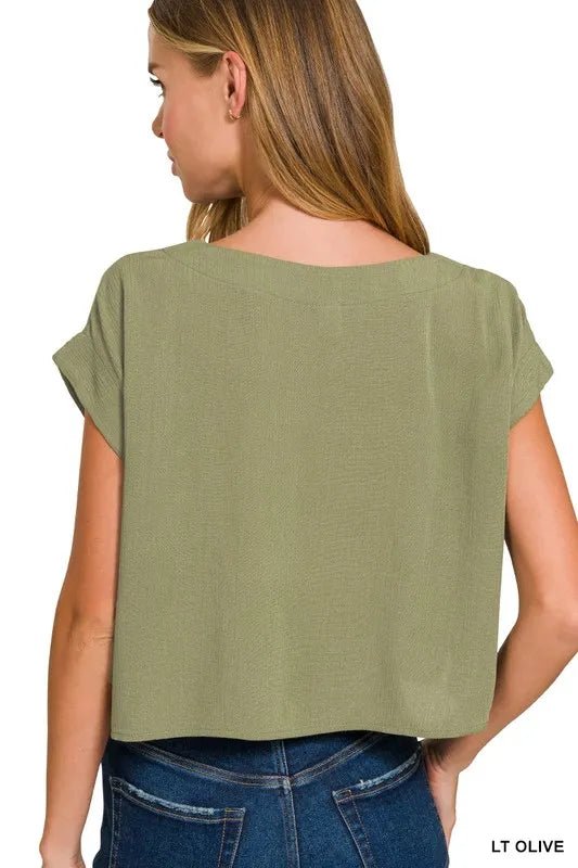 Zenana Woven Crinkle Gauze Crop Tee and Skirt Set - Bitsy Gypsy Boutique