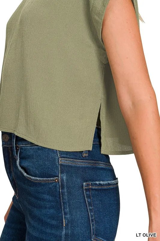 Zenana Woven Crinkle Gauze Crop Tee and Skirt Set - Bitsy Gypsy Boutique