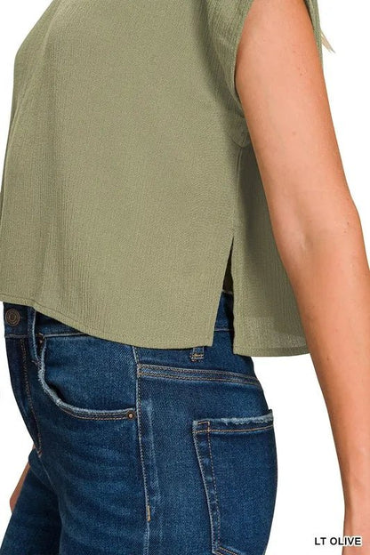 Zenana Woven Crinkle Gauze Crop Tee and Skirt Set - Bitsy Gypsy Boutique