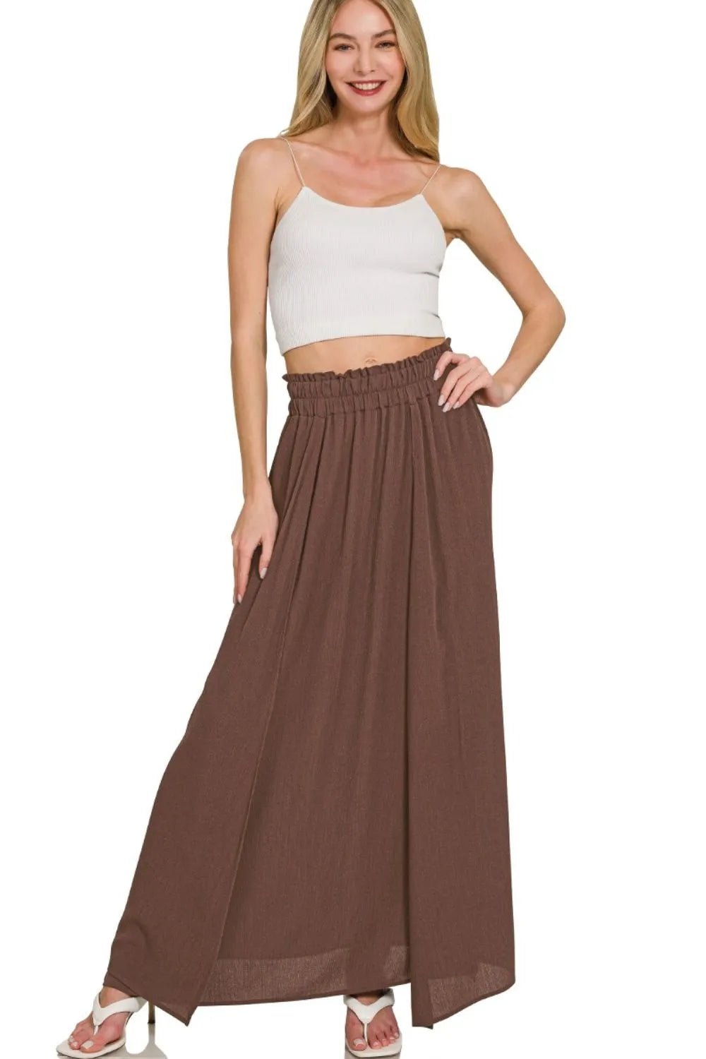 Zenana Woven Crinkle Gauze Long Skirts - Bitsy Gypsy Boutique