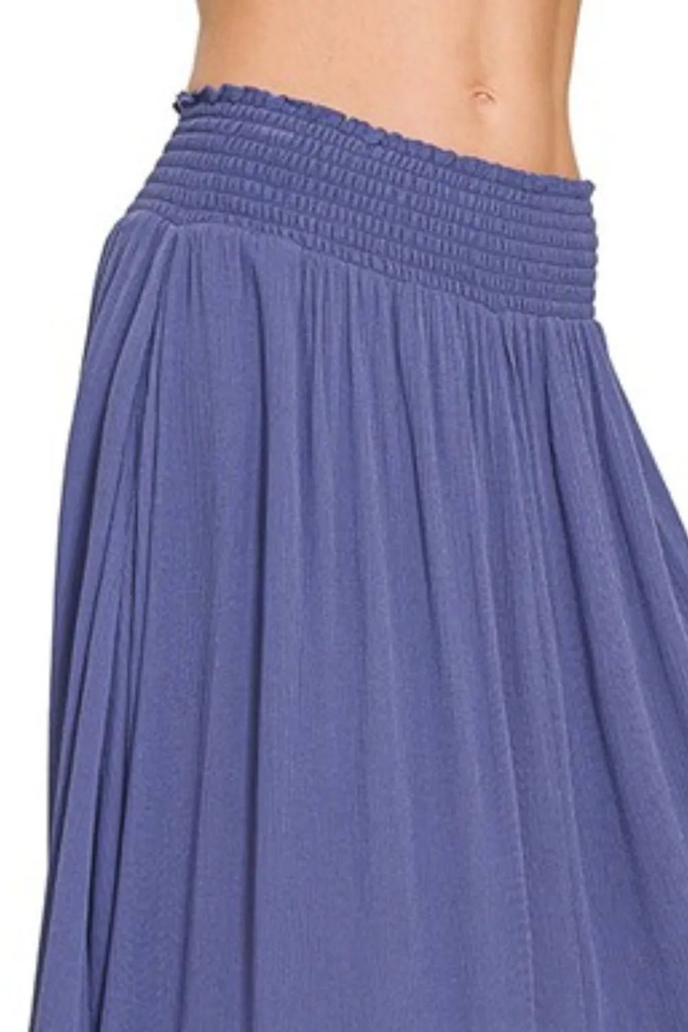 Zenana Woven Crinkle Smocked Waist Maxi Skirt W Pockets - Bitsy Gypsy Boutique