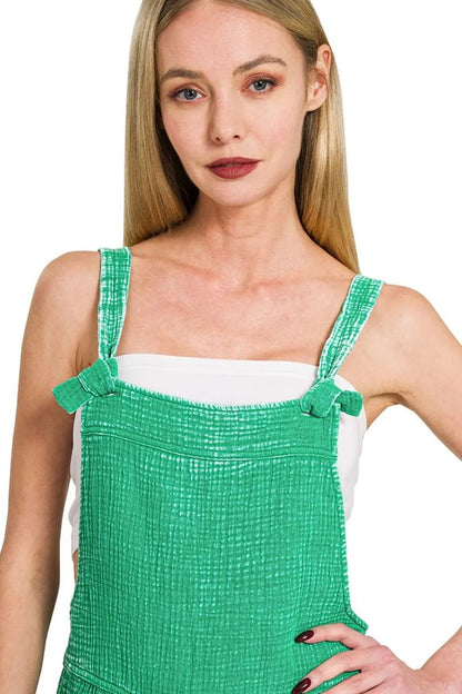 Zenana Woven Double Gauze Acid Washed Romper - Bitsy Gypsy Boutique