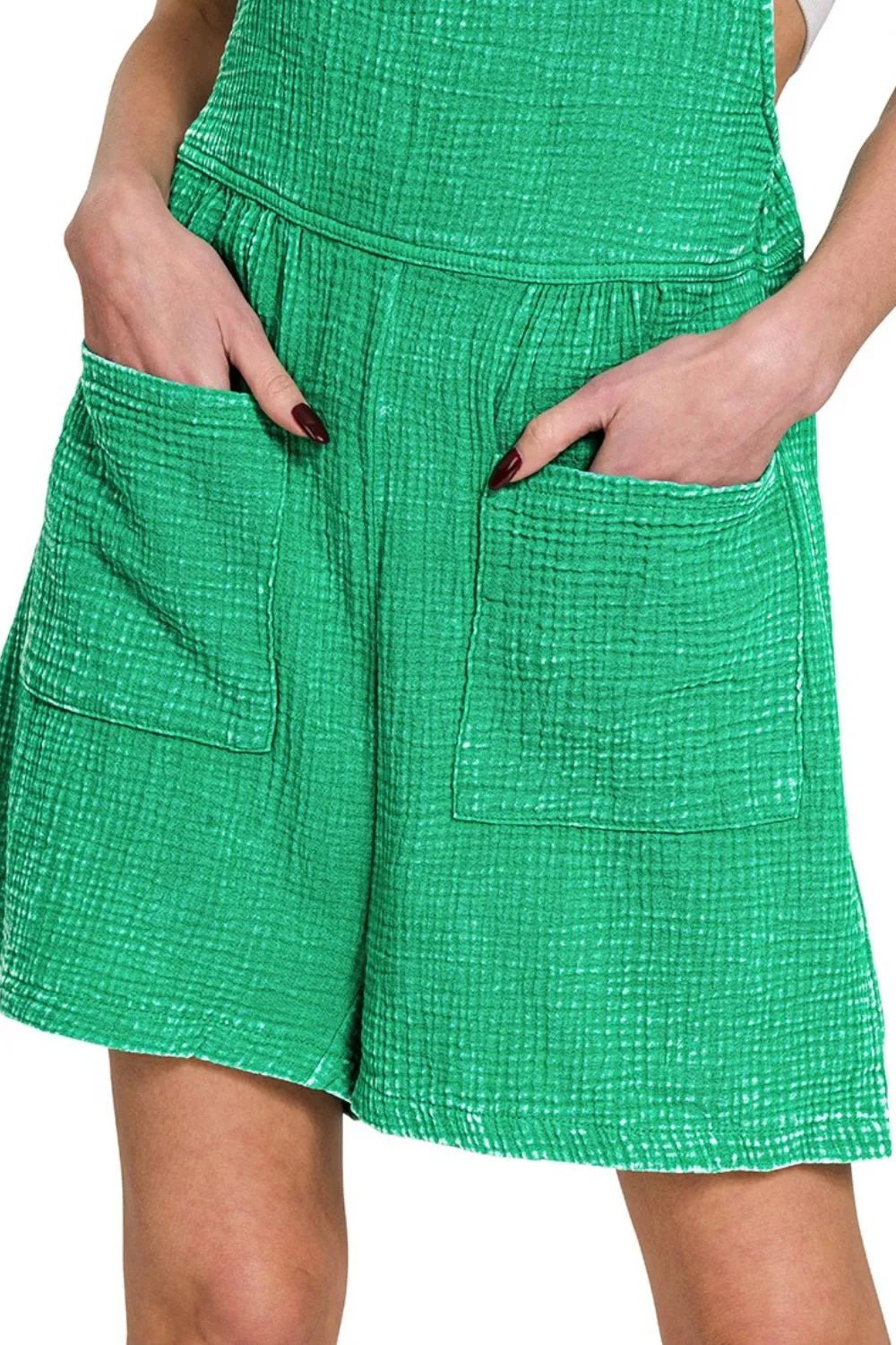 Zenana Woven Double Gauze Acid Washed Romper - Bitsy Gypsy Boutique