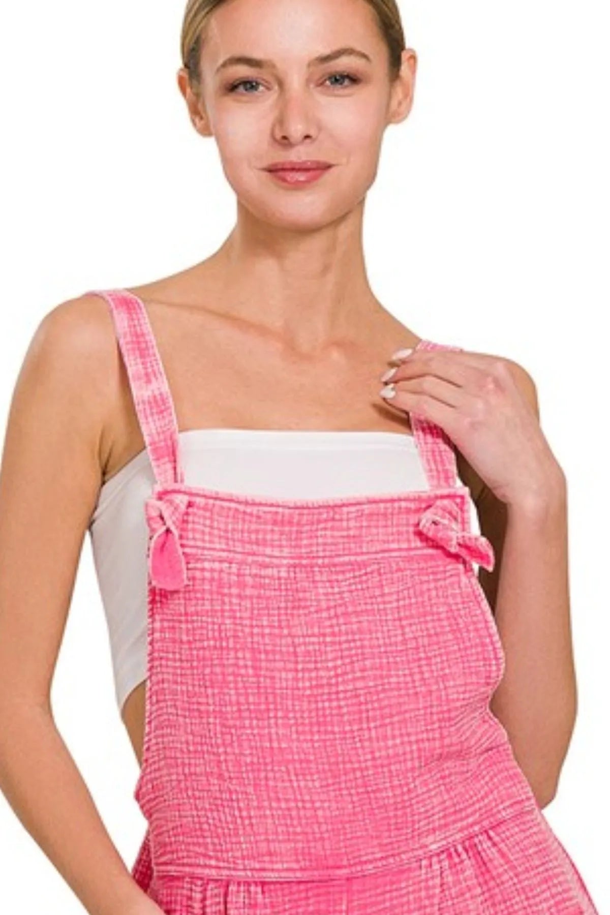 Zenana Woven Double Gauze Acid Washed Romper - Bitsy Gypsy Boutique