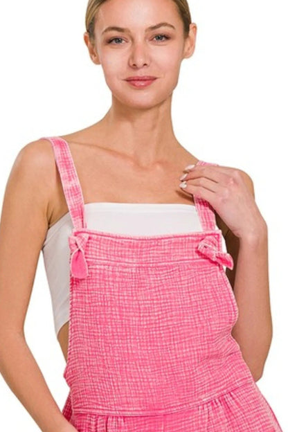 Zenana Woven Double Gauze Acid Washed Romper - Bitsy Gypsy Boutique