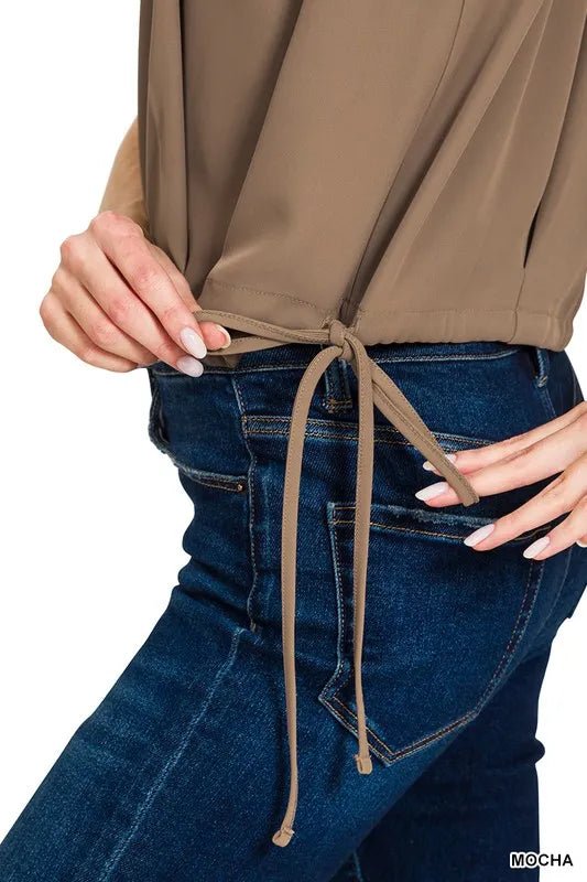 Zenana Woven Drawstring Tie Side Sleeveless Top - Bitsy Gypsy Boutique