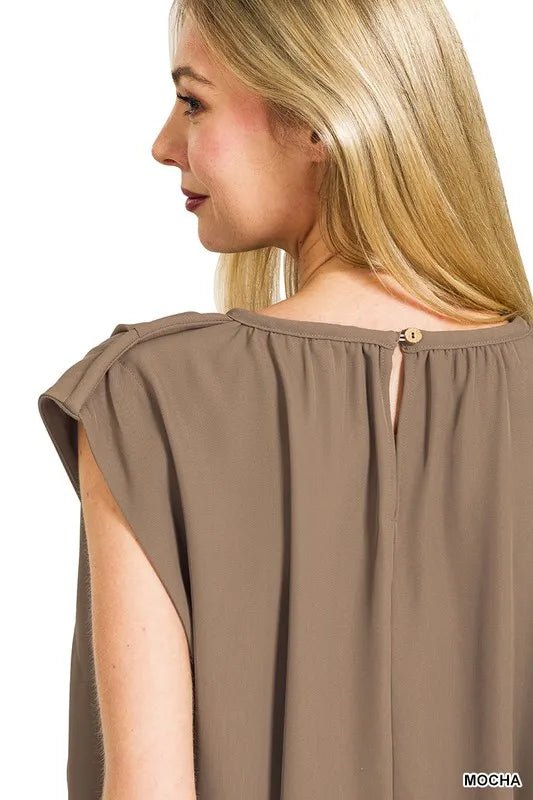 Zenana Woven Drawstring Tie Side Sleeveless Top - Bitsy Gypsy Boutique