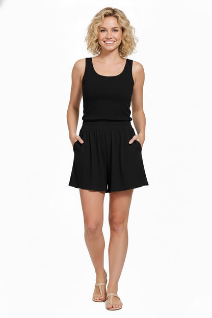 Zenana Woven Elastic Band Shorts With Pocket - Bitsy Gypsy Boutique