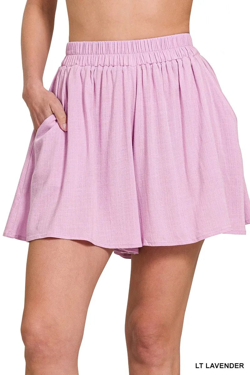 Zenana Woven Elastic Band Shorts With Pocket - Bitsy Gypsy Boutique