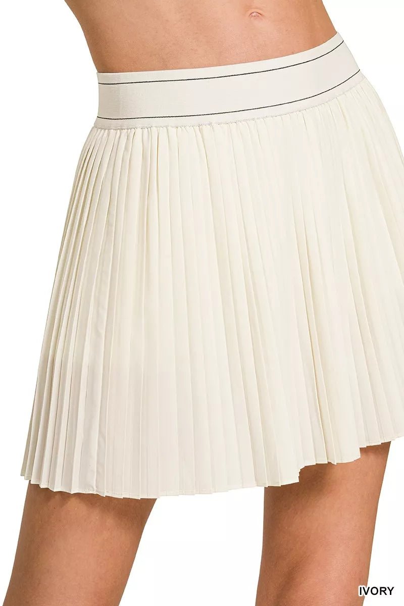 Zenana Woven High Waist Knife - Pleat Mini Skirt Lined Inner Pants - Bitsy Gypsy Boutique