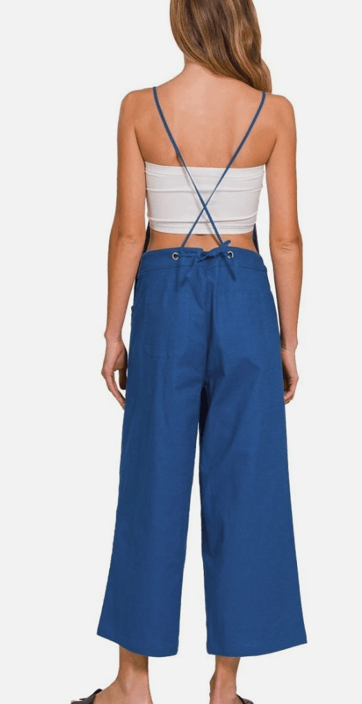 Zenana Woven Spaghetti Strap Overalls - Bitsy Gypsy Boutique