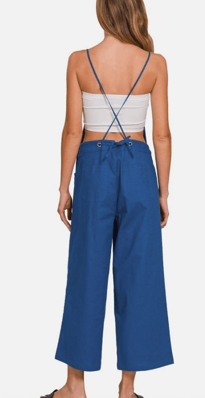 Zenana Woven Spaghetti Strap Overalls - Bitsy Gypsy Boutique