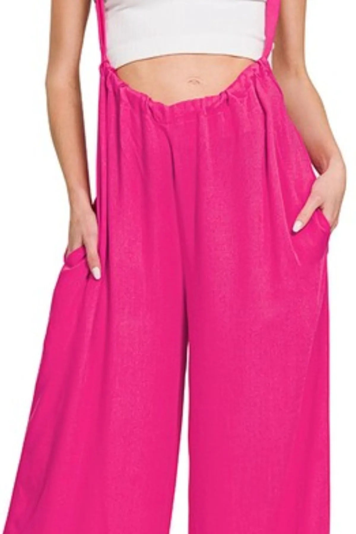 Zenana Woven Tie Back Suspender Jumpsuit - Bitsy Gypsy Boutique