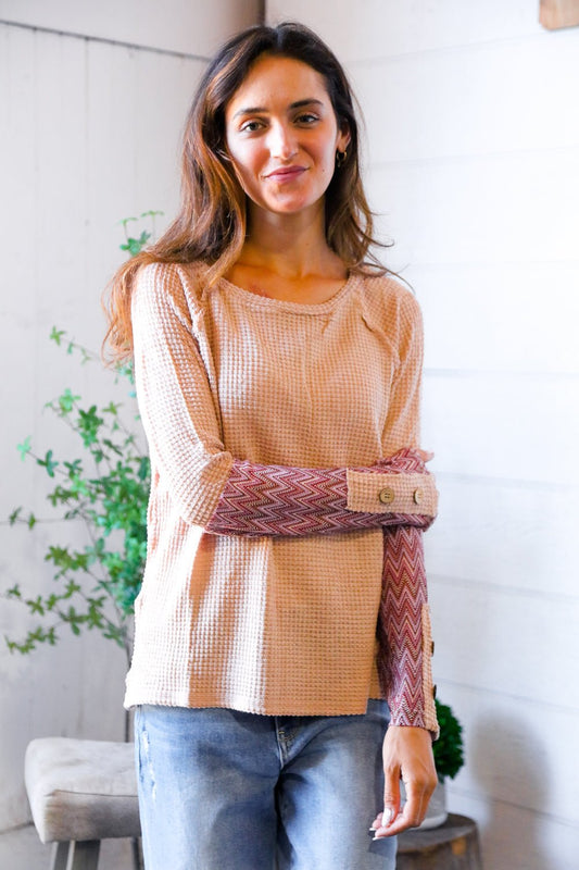 Zigzag Charm Blush Thermal Long Sleeve - Bitsy Gypsy Boutique
