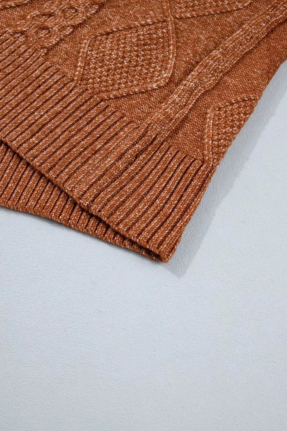 Zip-Up Cable Knit Drop Shoulder Sweater Dress by Trendsi