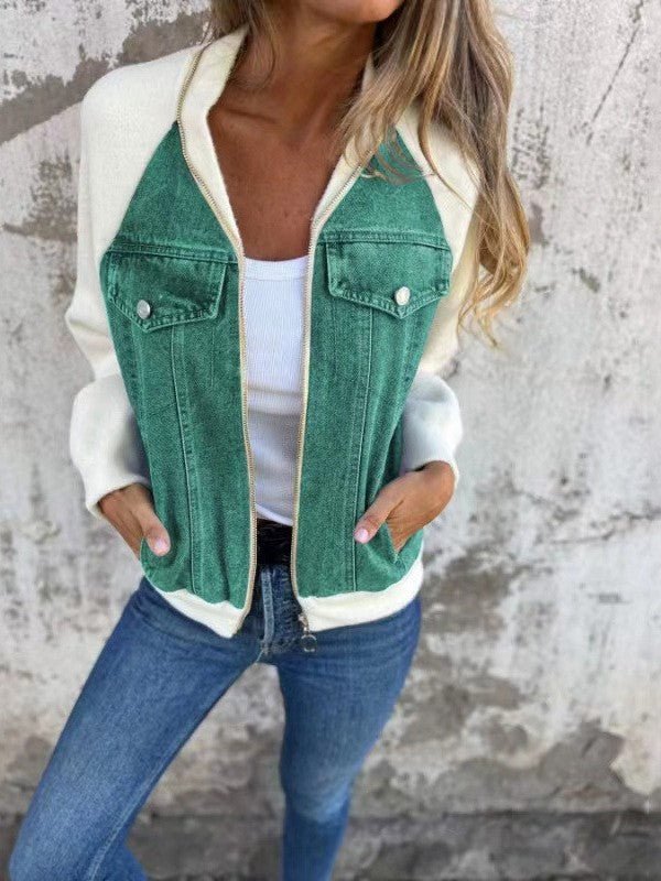 Zip up denim jacket - Bitsy Gypsy Boutique