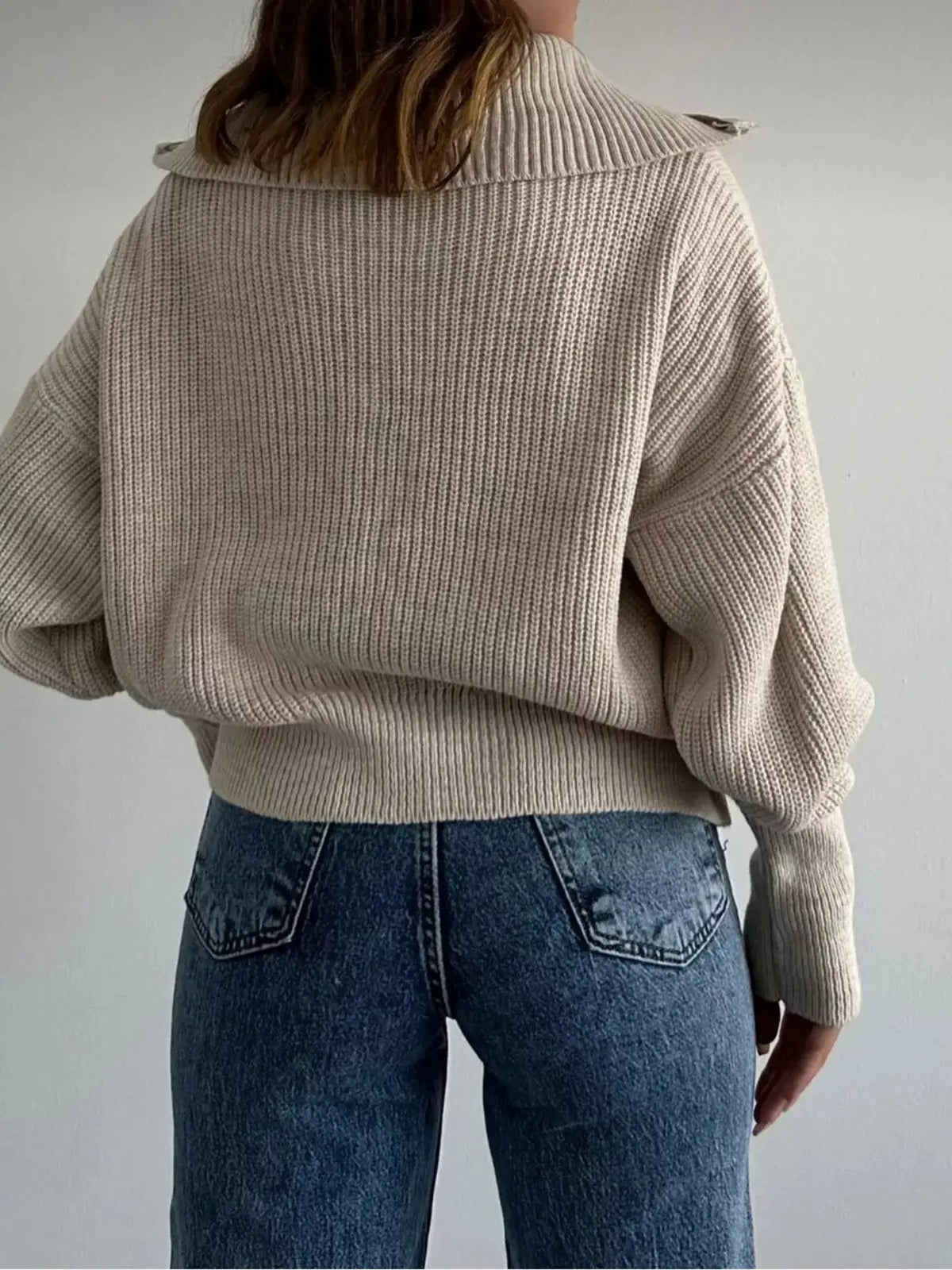 Zip Up Dropped Shoulder Cardigan - Bitsy Gypsy Boutique