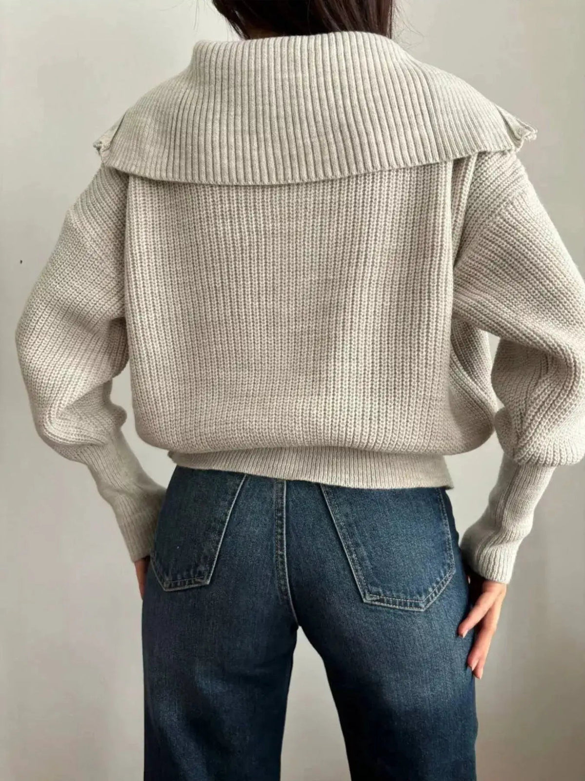 Zip Up Dropped Shoulder Cardigan - Bitsy Gypsy Boutique