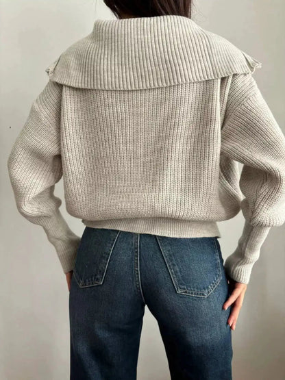 Zip Up Dropped Shoulder Cardigan - Bitsy Gypsy Boutique