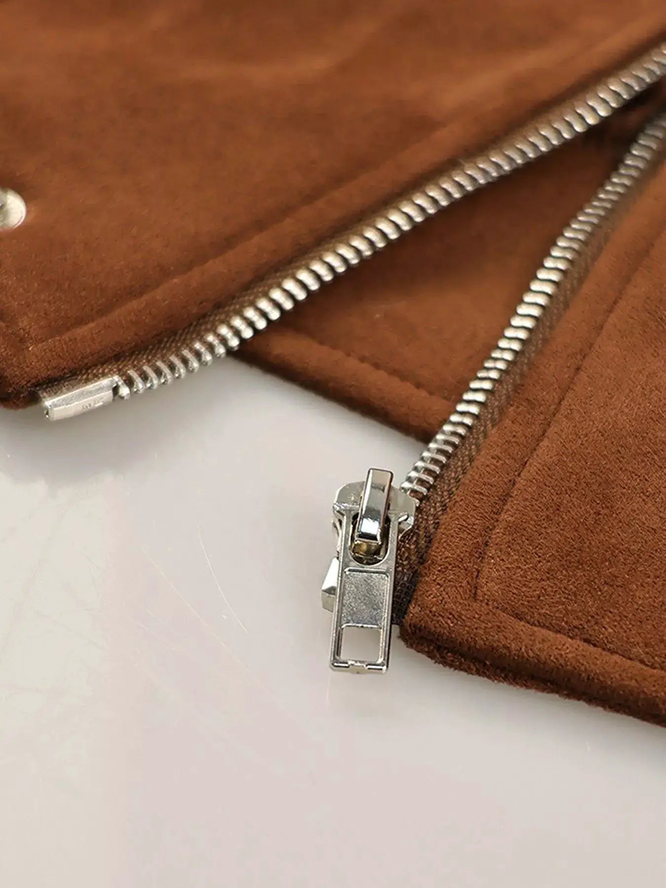 Zip Up Dropped Shoulder Moto Jacket by Trendsi