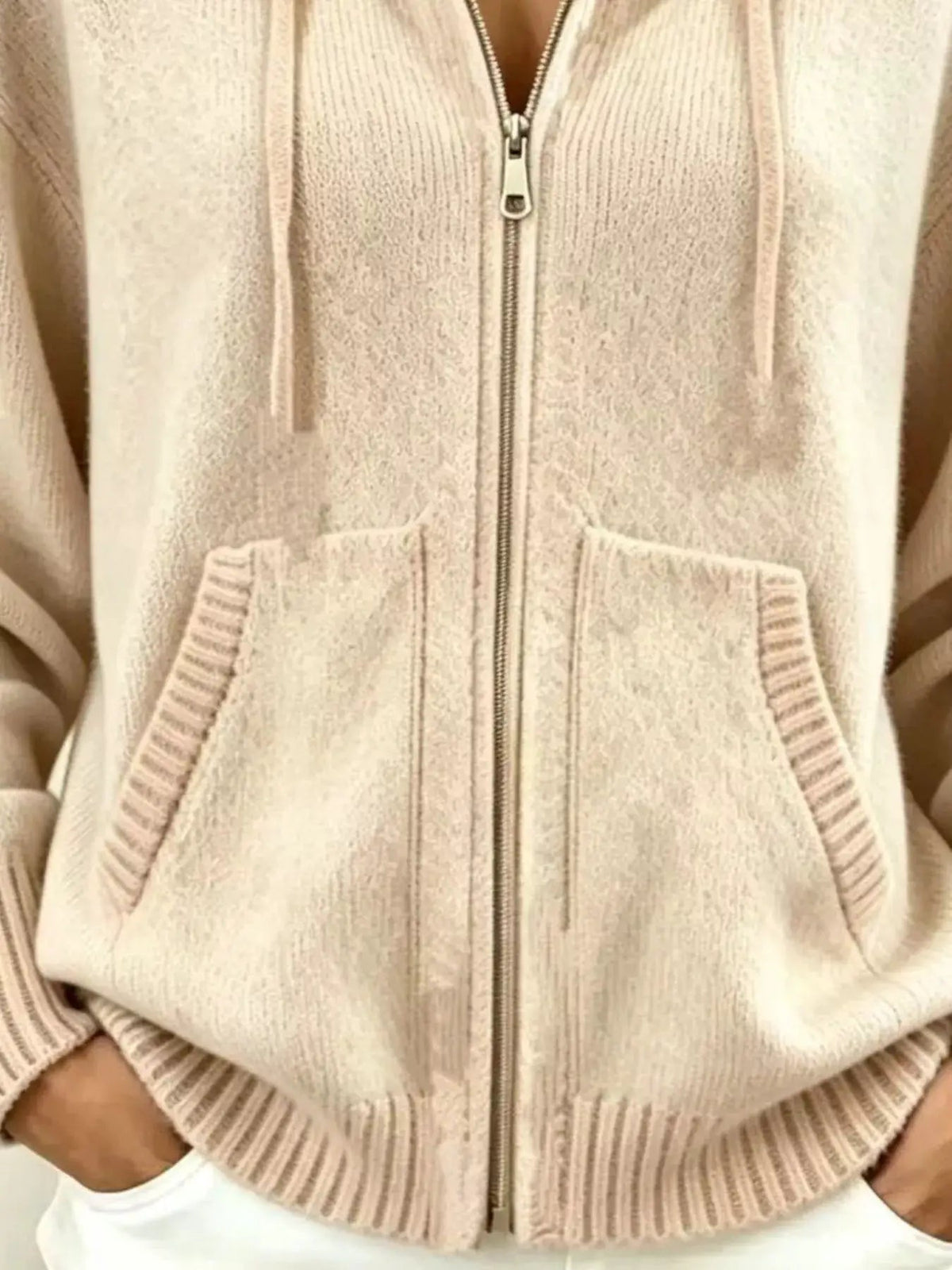 Zip-Up Hooded Knit Cardigan - Bitsy Gypsy Boutique
