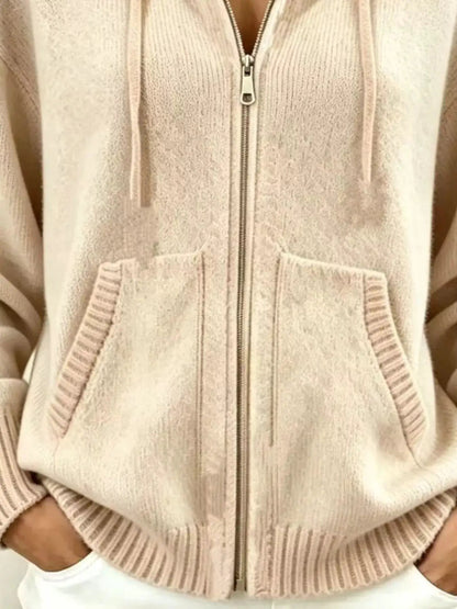 Zip-Up Hooded Knit Cardigan - Bitsy Gypsy Boutique