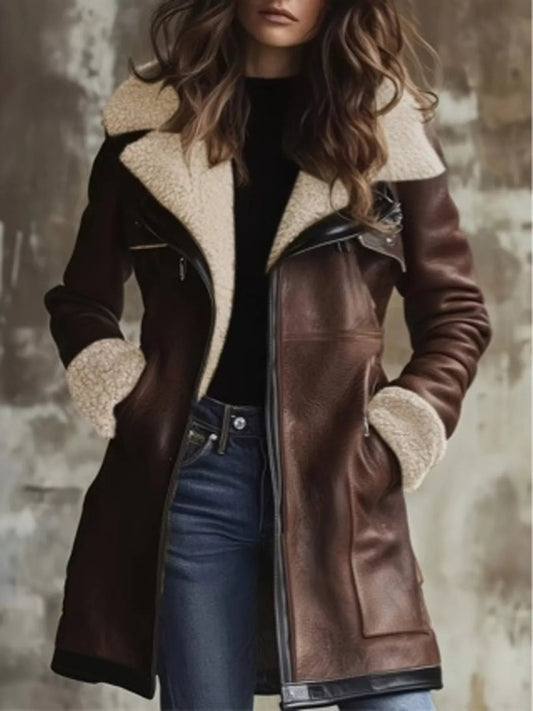 Zip Up Sherpa Leather Outerwear - Bitsy Gypsy Boutique
