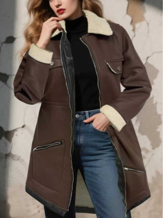 Zip Up Sherpa Leather Outerwear - Bitsy Gypsy Boutique