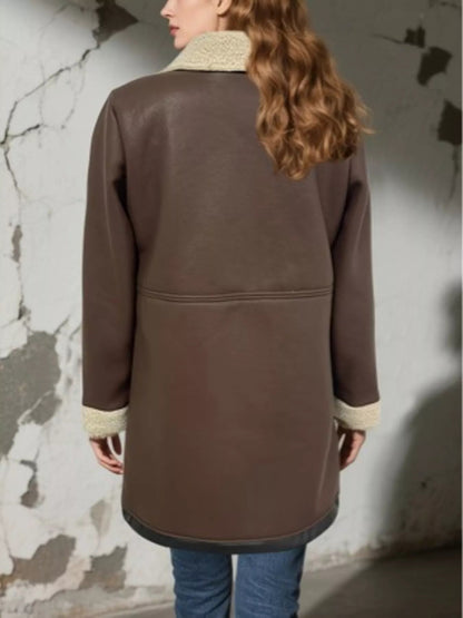 Zip Up Sherpa Leather Outerwear - Bitsy Gypsy Boutique