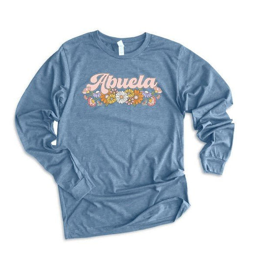 Abuela Flowers Grunge Long Sleeve Graphic Tee - Bitsy Gypsy Boutique