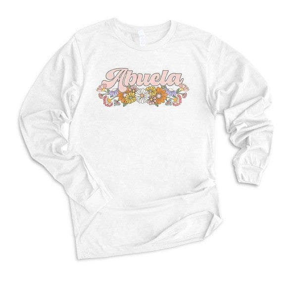 Abuela Flowers Grunge Long Sleeve Graphic Tee - Bitsy Gypsy Boutique