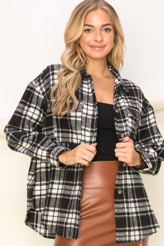 Basics Feel Plaid Print Shacket - Bitsy Gypsy Boutique