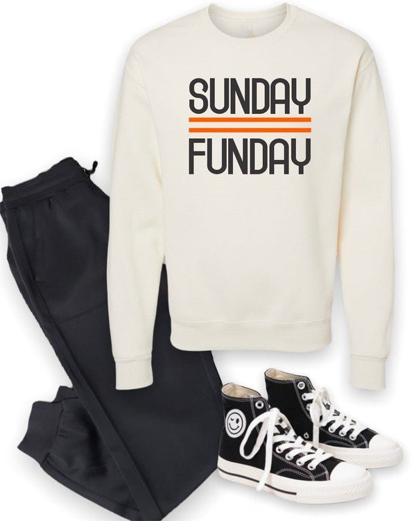 Black and Orange Sunday Funday Crewneck Sweatshirt - Bitsy Gypsy Boutique