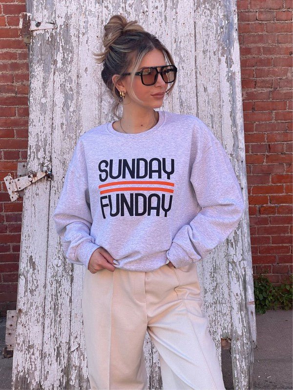 Black and Orange Sunday Funday Crewneck Sweatshirt - Bitsy Gypsy Boutique