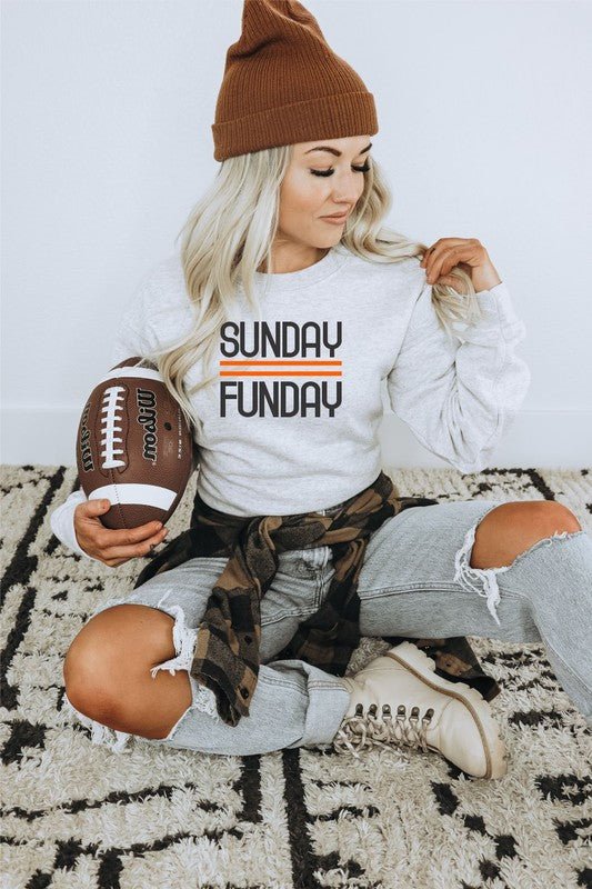 Black and Orange Sunday Funday Crewneck Sweatshirt - Bitsy Gypsy Boutique