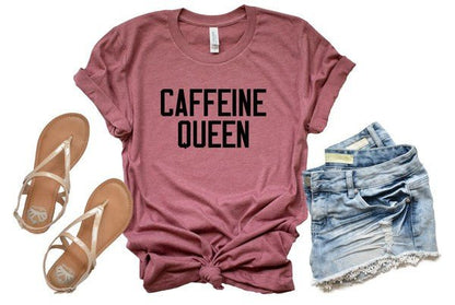 Caffeine Queen Crewneck Tee - Bitsy Gypsy Boutique