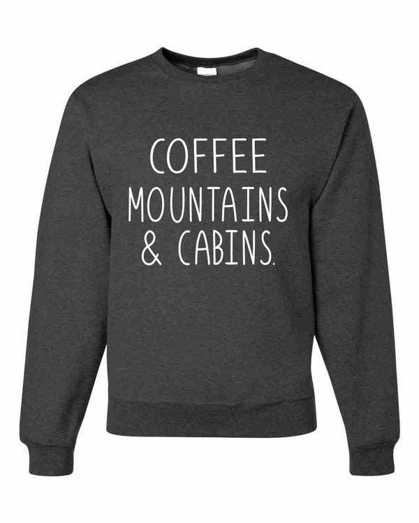 Coffee Mountains & Cabins Crew Neck - Bitsy Gypsy Boutique